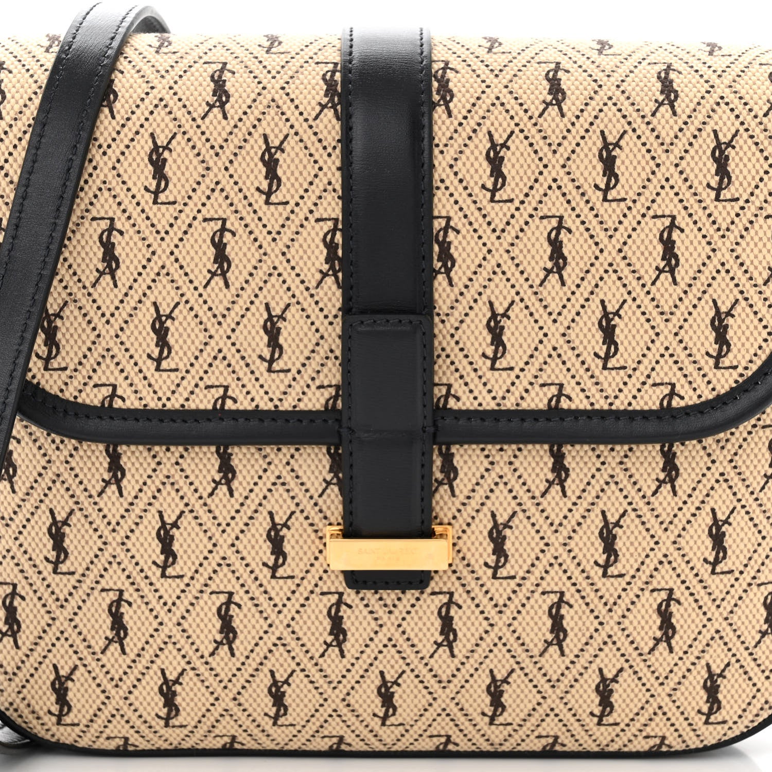 Saint Laurent Canvas Small Le Monogramme Satchel Beige Black 8 of 10