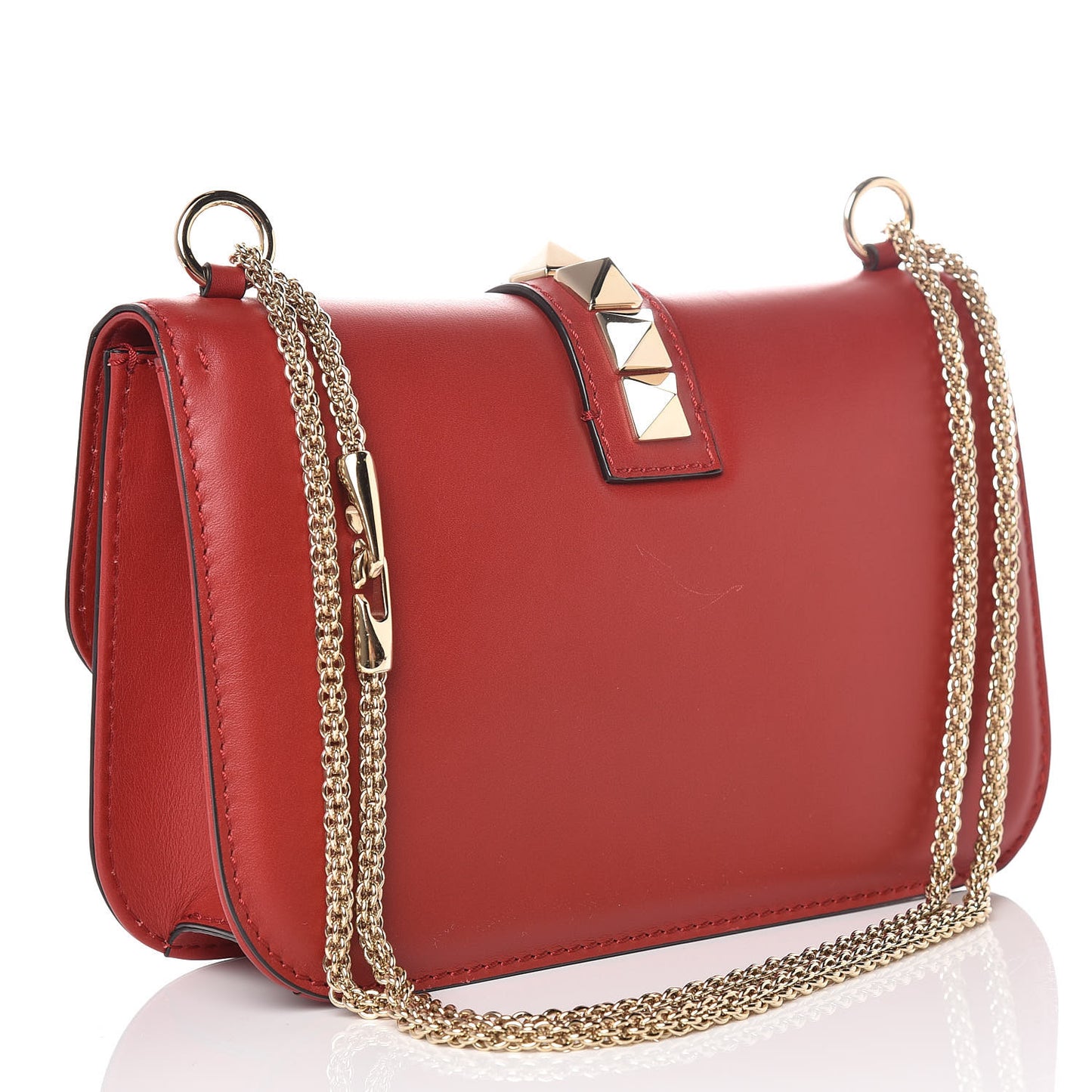 Vitello Medium Glam Lock Rockstud Flap Red