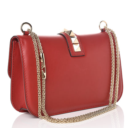 Valentino Garavani Vitello Medium Glam Lock Rockstud Flap Red 3 of 9