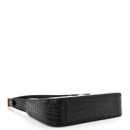 Saint Laurent Calfskin Crocodile Embossed LE 5 A 7 Hobo Black 4 of 9