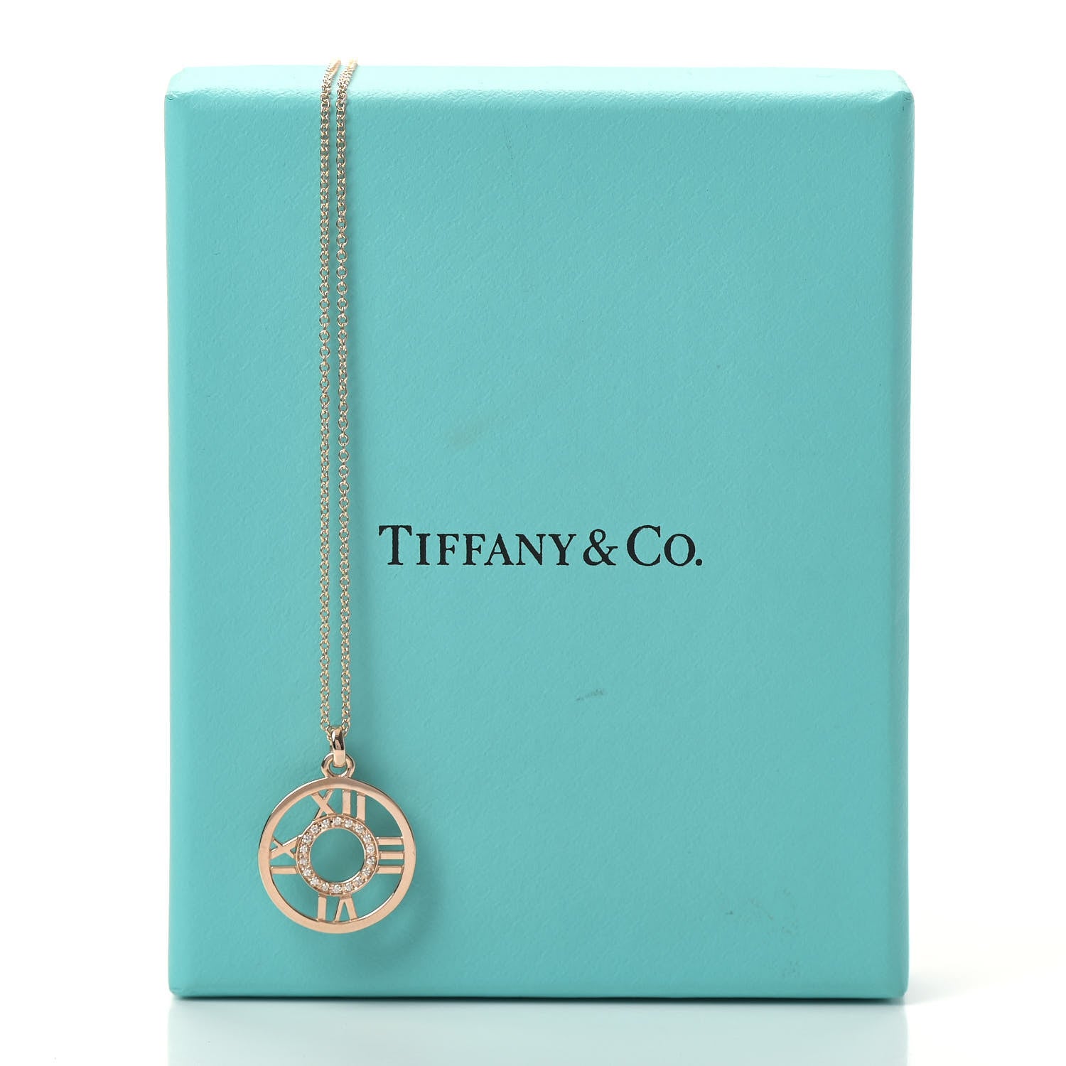 Tiffany 18K Rose Gold Diamond Small Atlas Open Pendant Necklace 6 of 6