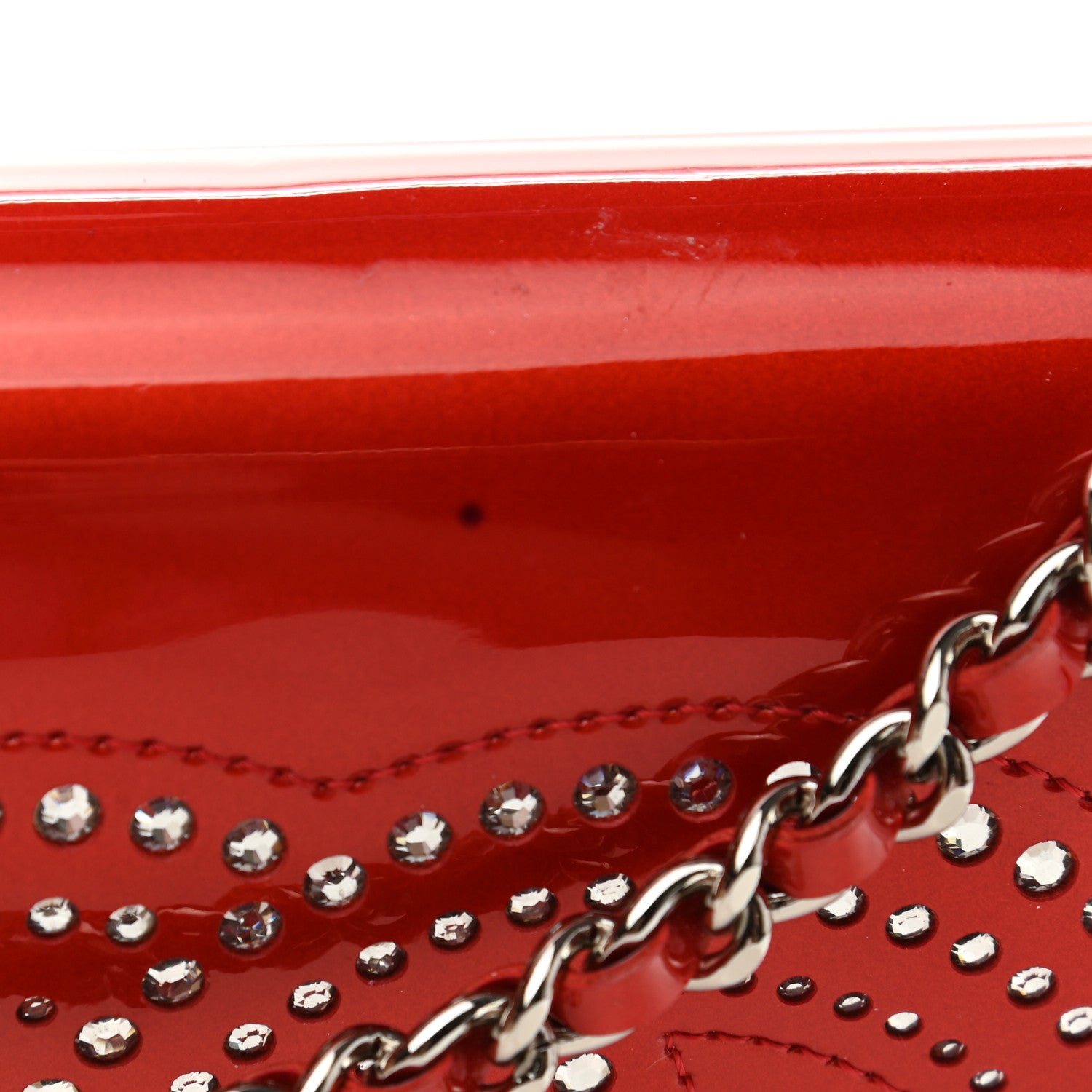 Chanel Patent Strass Wallet On Chain WOC Red 13 of 15