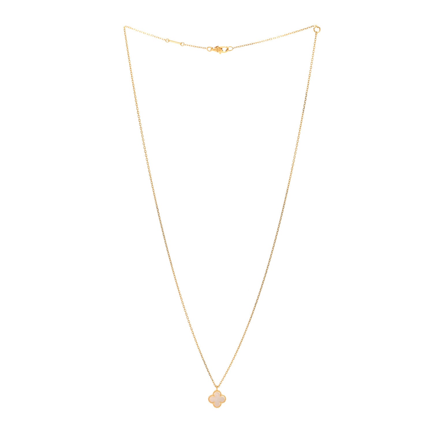 Van Cleef & Arpels 18K Yellow Gold Mother of Pearl Sweet Alhambra Pendant Necklace 2 of 5