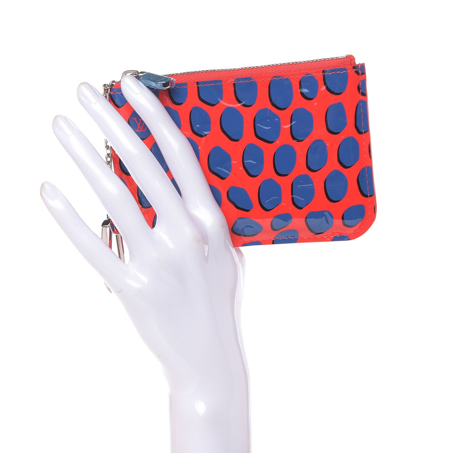 Vernis Jungle Dots Key Pouch Coquelicot Denim