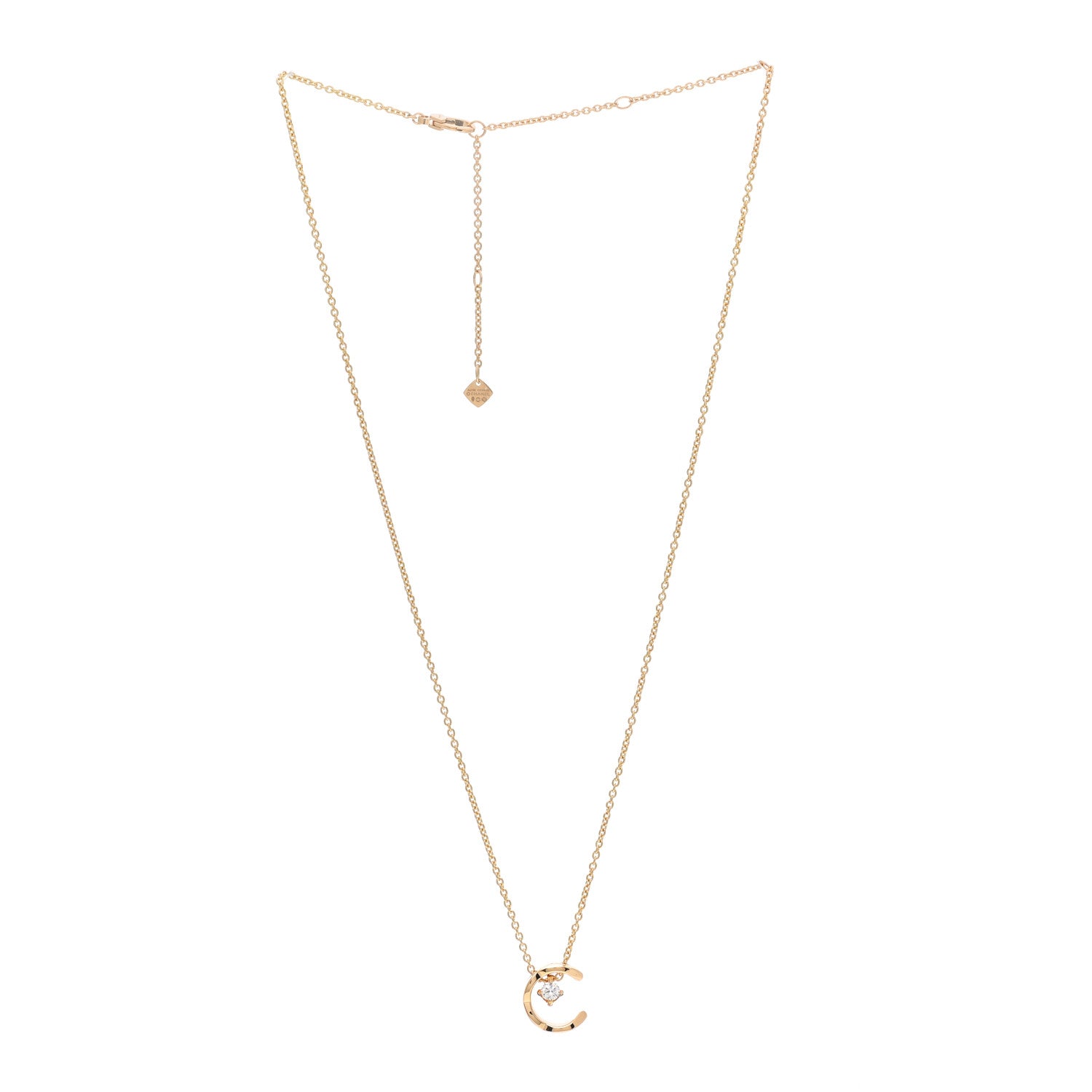 Chanel 18K Yellow Gold Diamond Coco Crush C Necklace 3 of 7