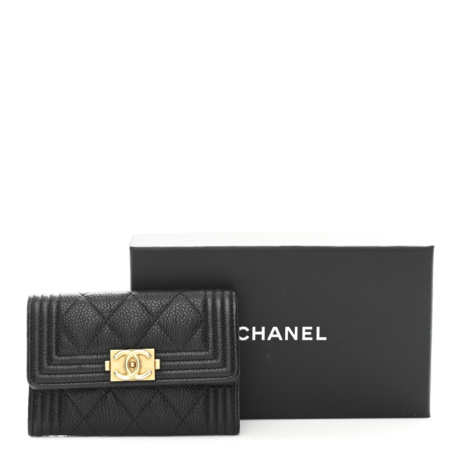Chanel Caviar Quilted Boy Flap Card Holder Black 9 of 9
