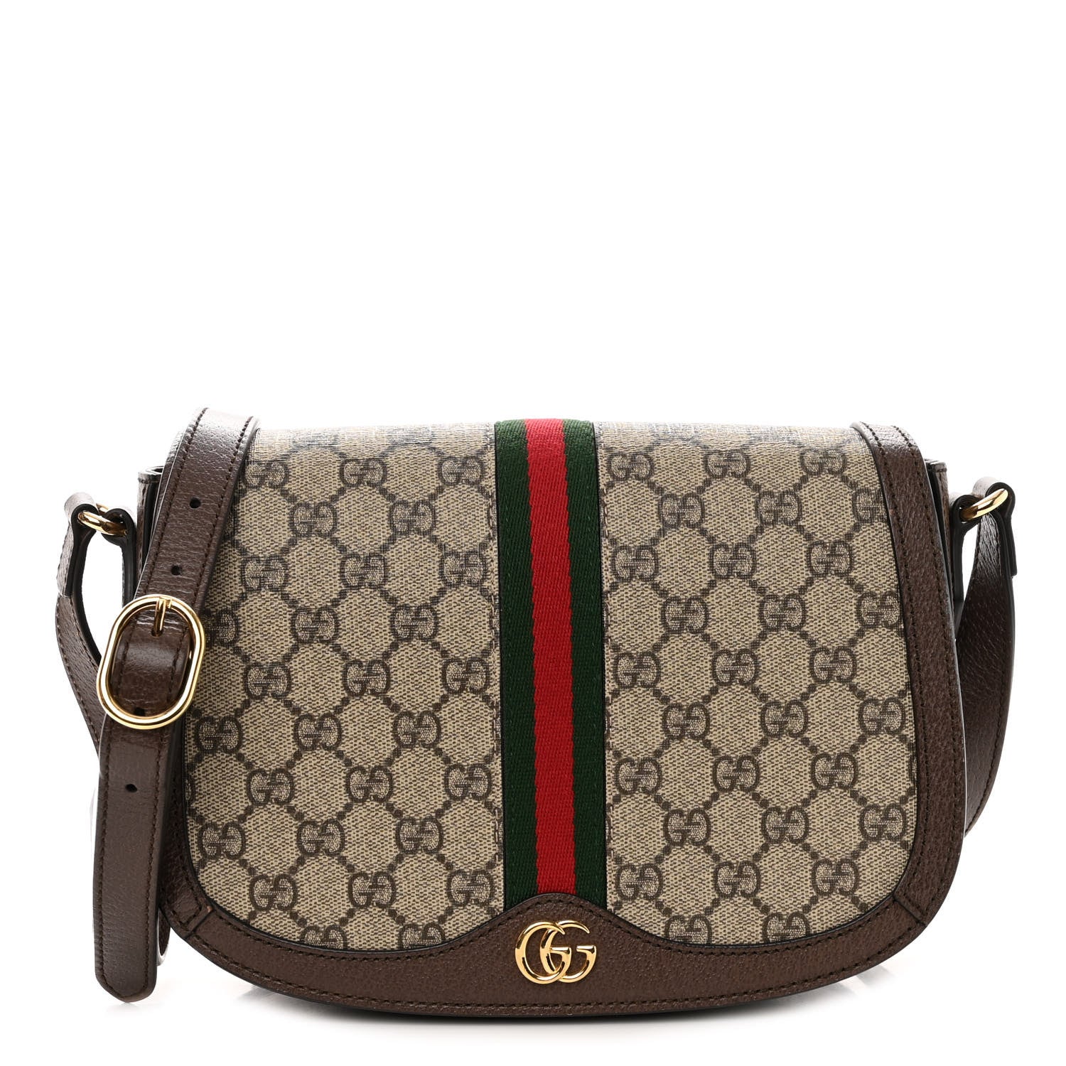Gucci GG Supreme Monogram Web Small Ophidia Flap Messenger Bag Brown 1 of 9