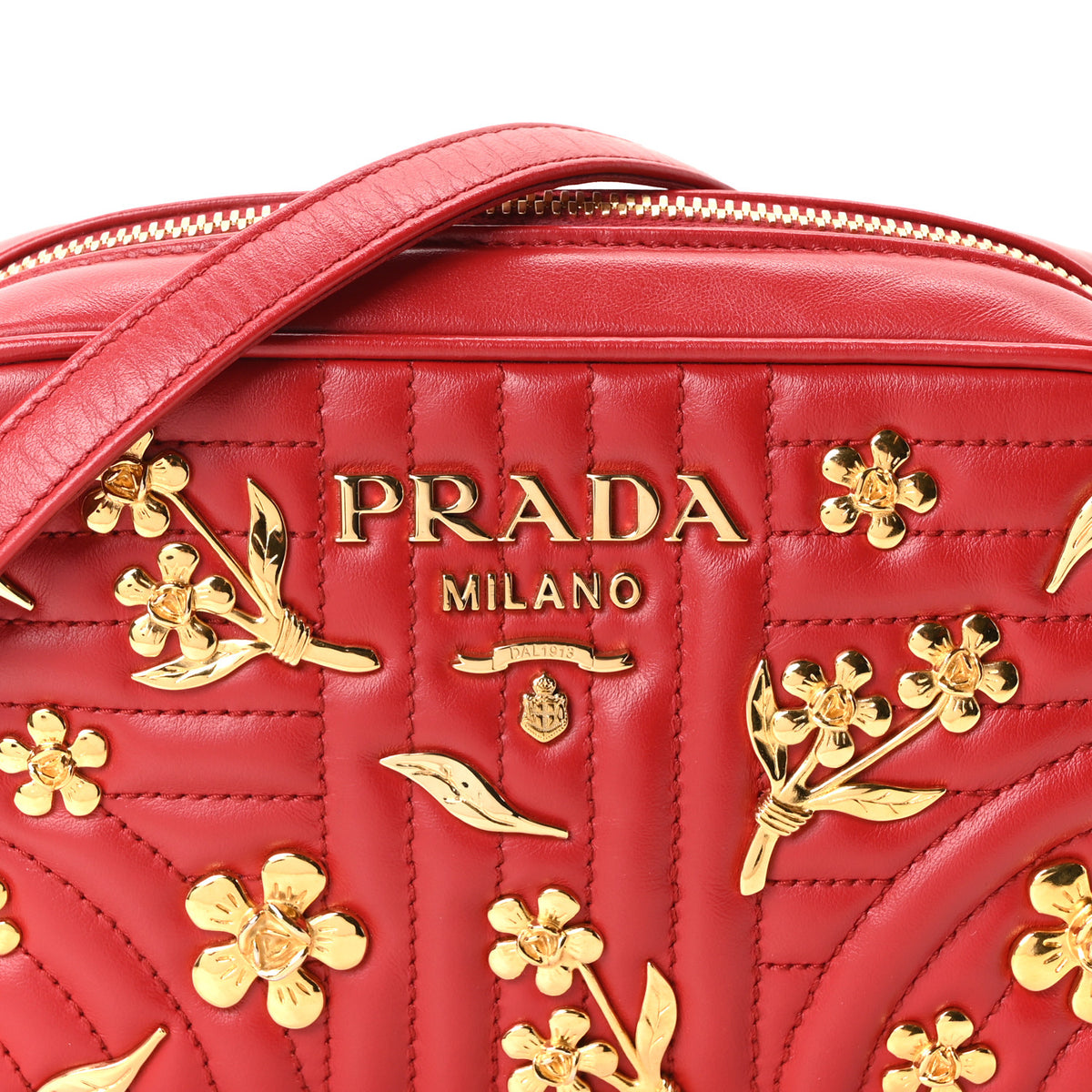 Prada Soft Calfskin Floral Diagramme Bag Fuoco 8 of 10