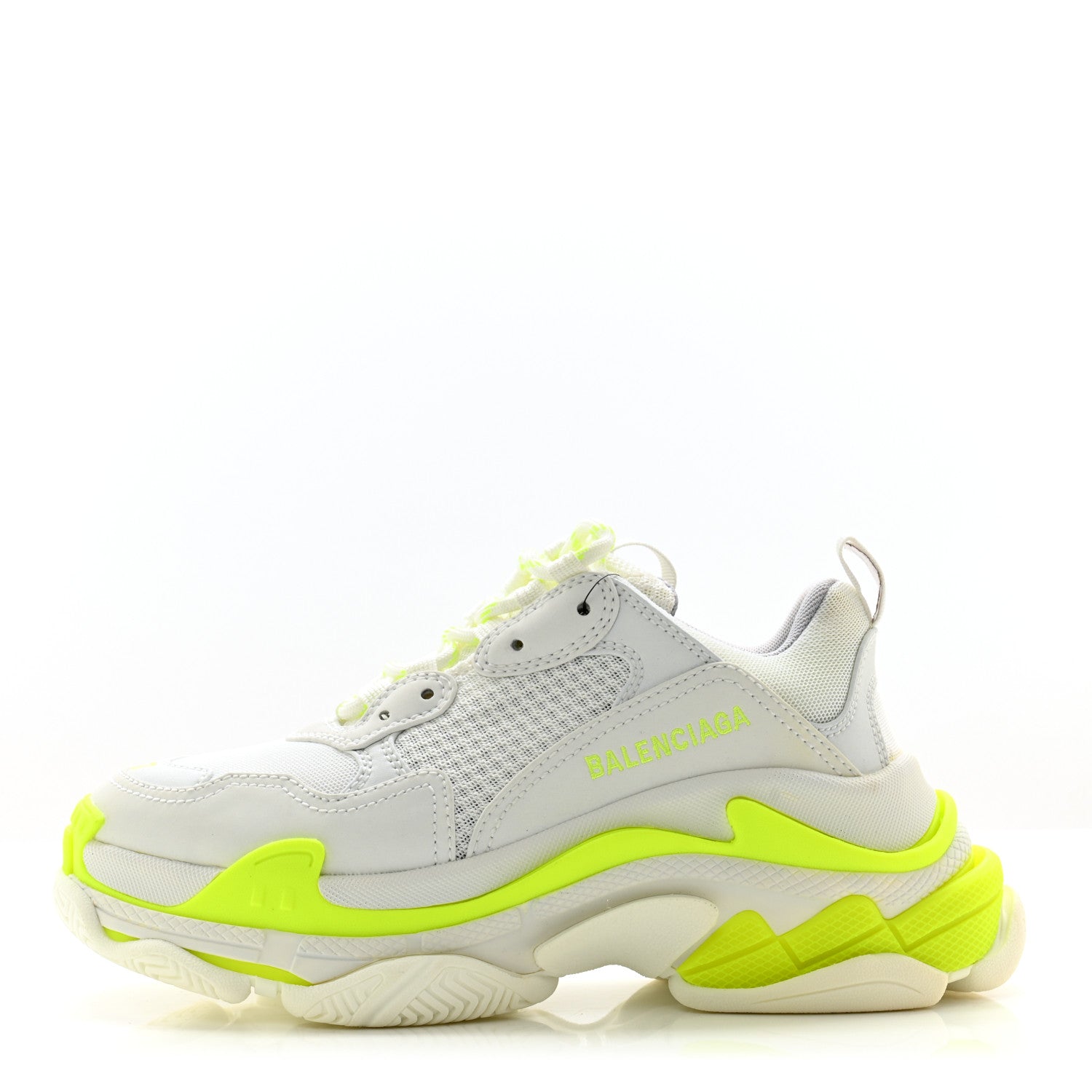 Balenciaga Fabric Mesh Womens Triple S Sneakers 37 Fluo Yellow White Grey 1 of 10