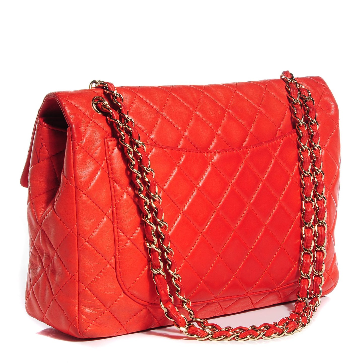Lambskin Quilted Maxi Single Flap Coral