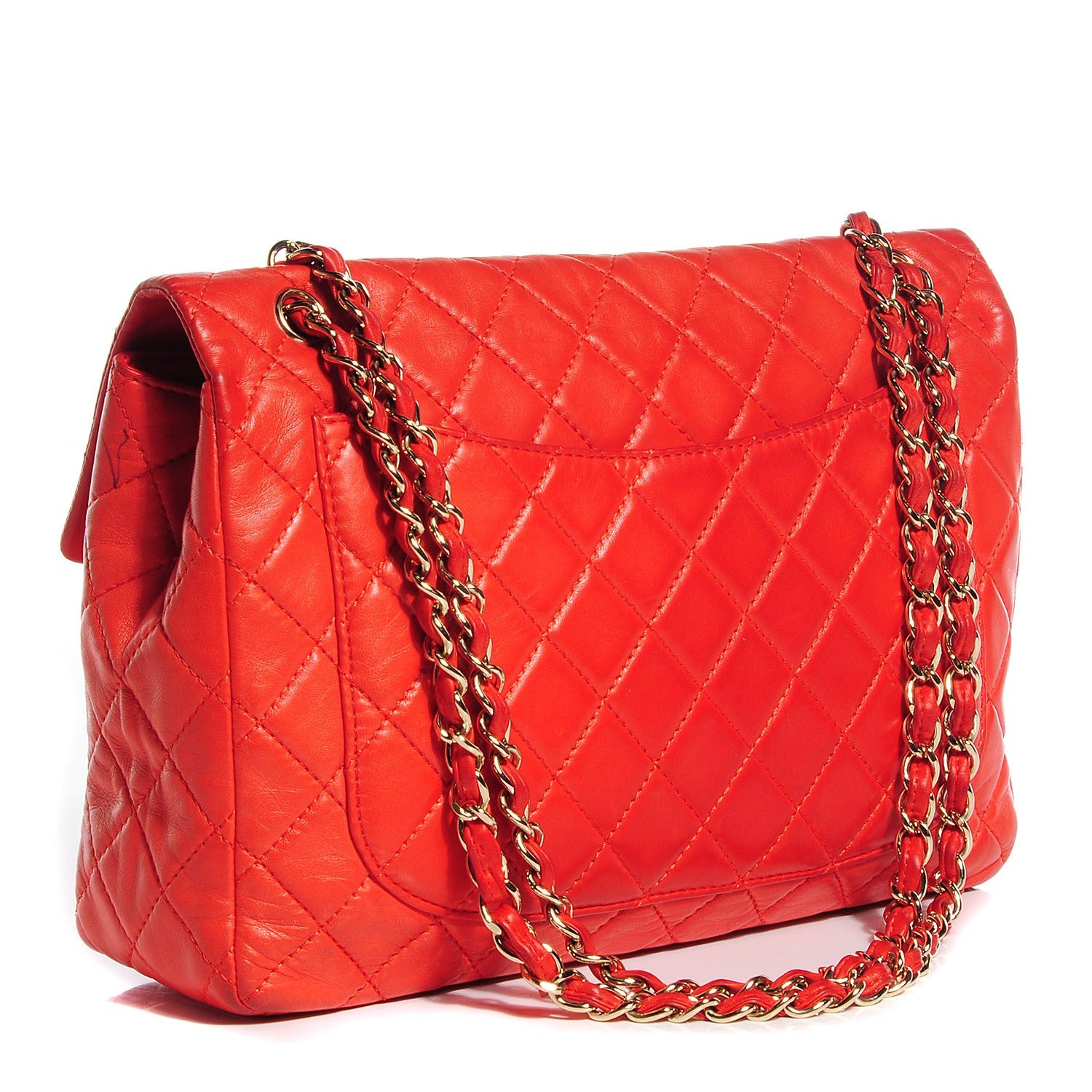 Chanel Lambskin Quilted Maxi Single Flap Coral 3 of 9