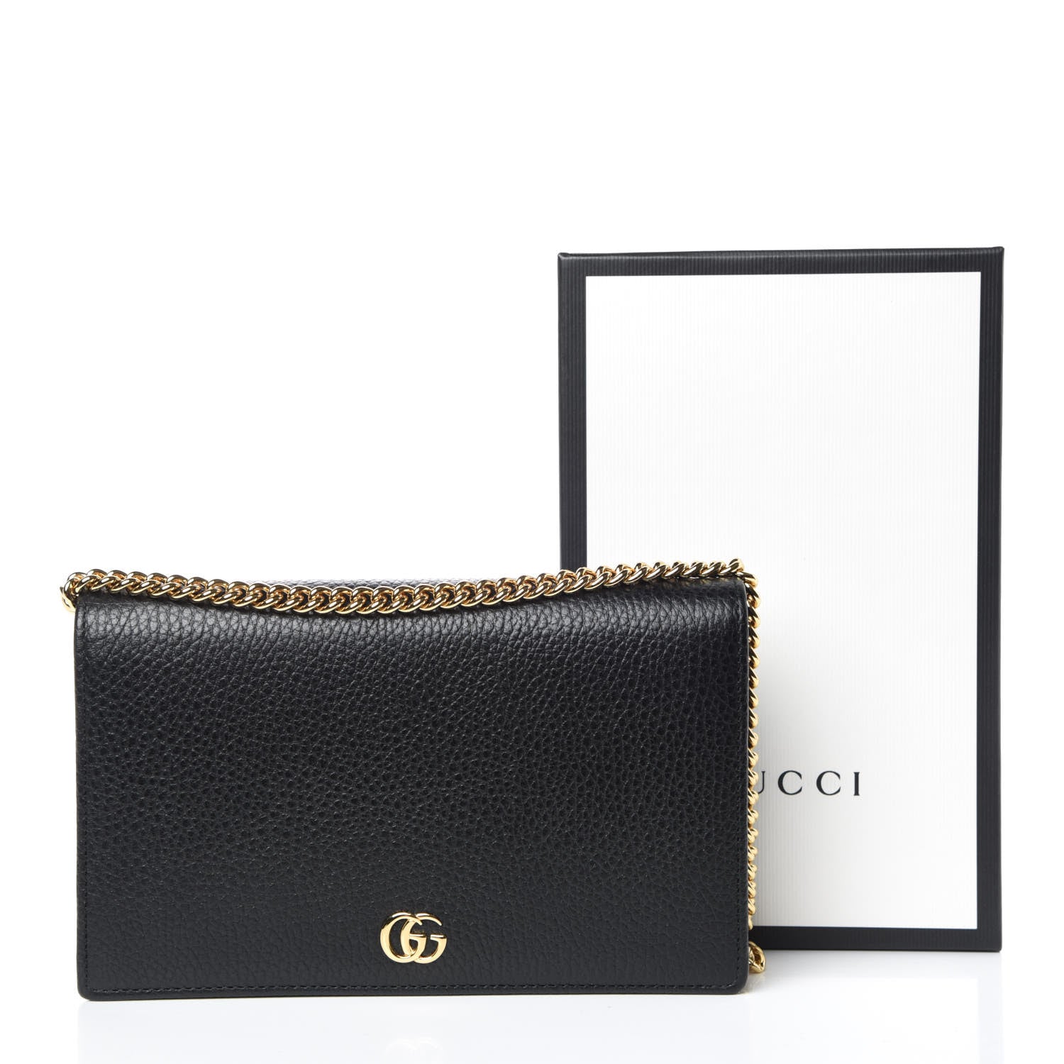 Gucci Calfskin Mini GG Marmont Chain Wallet Black 9 of 9