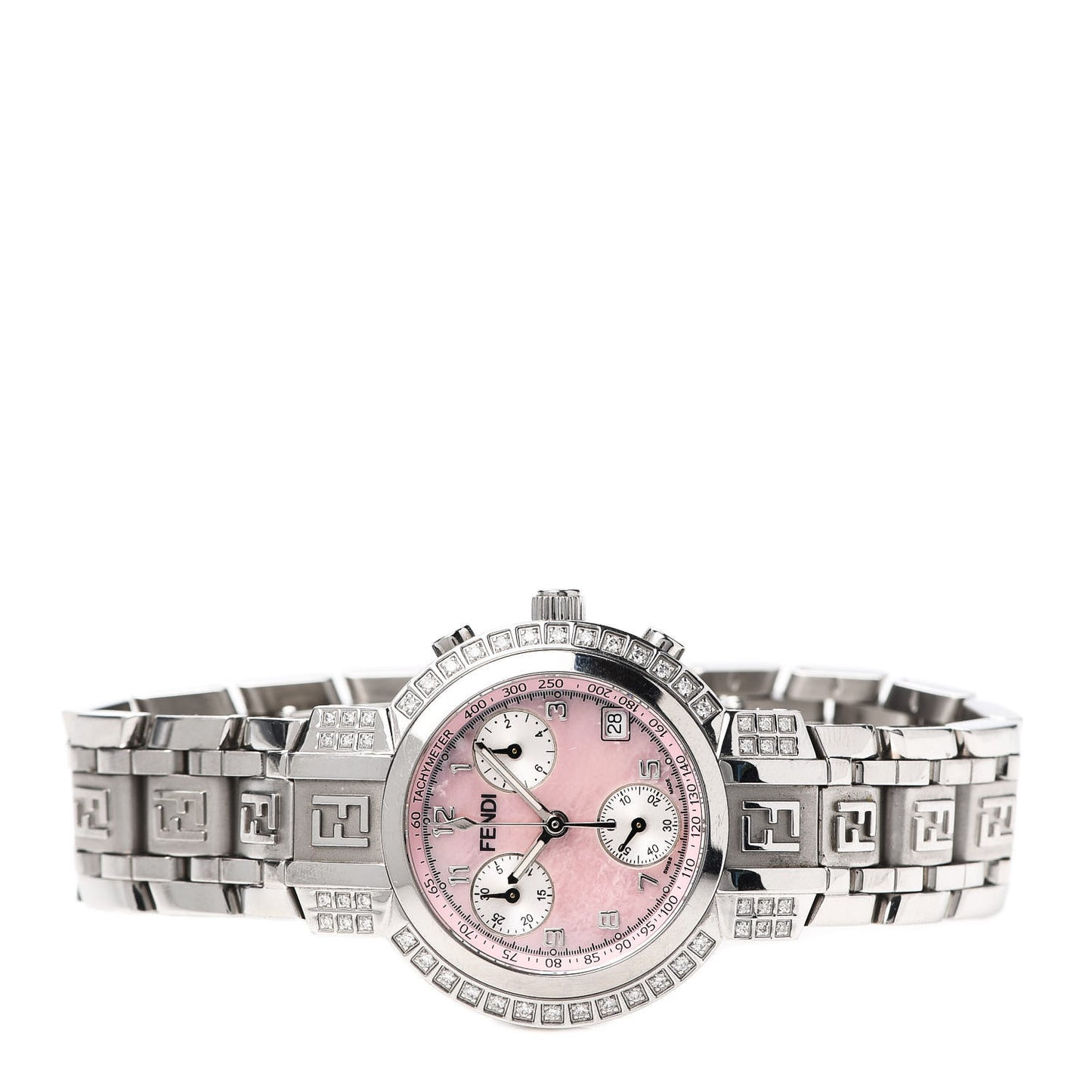 Stainless Steel Diamond Bezel Pink Mother of Pearl 32mm Orologi Zucca Chronograph Quartz Watch