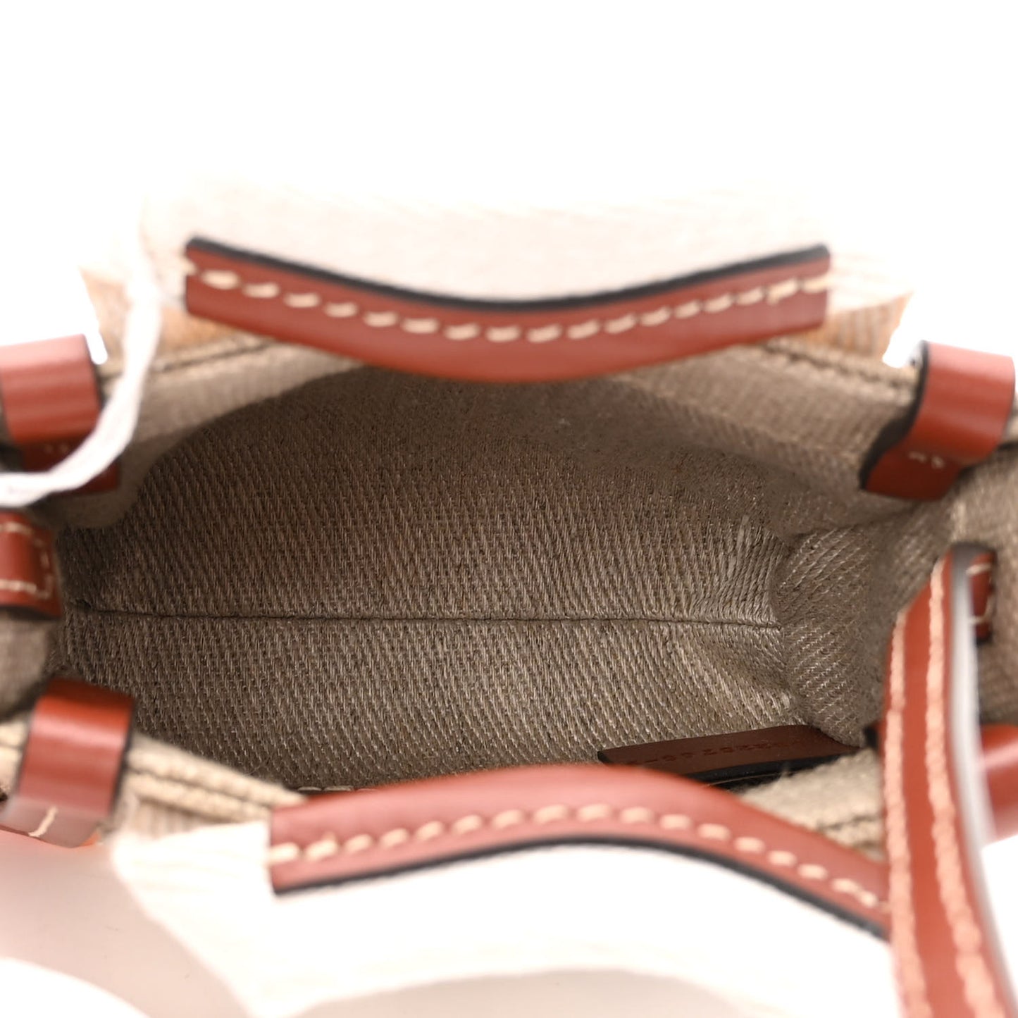 Cotton Calfskin Nano Woody Ribbon Tote White Brown