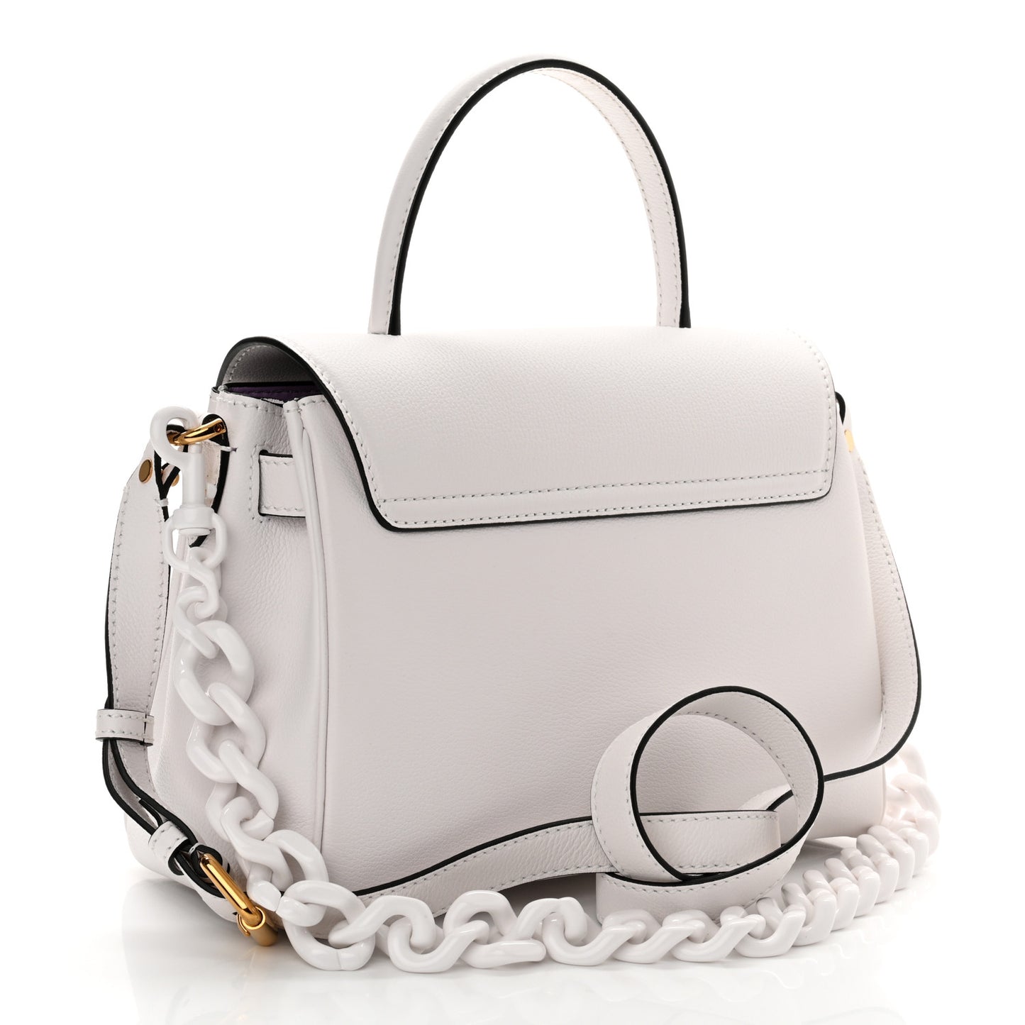 Calfskin Medium La Medusa Top Handle Handbag Optical White