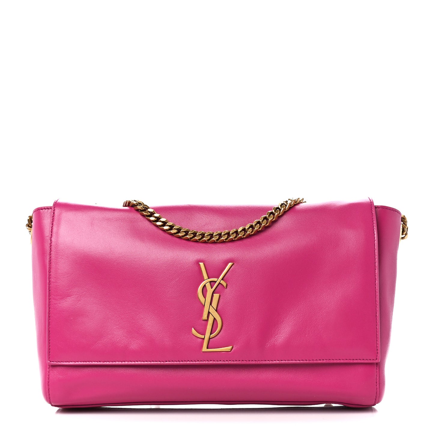 Smooth Calfskin Suede Medium Reversible Monogram Kate Satchel Rose Rubis