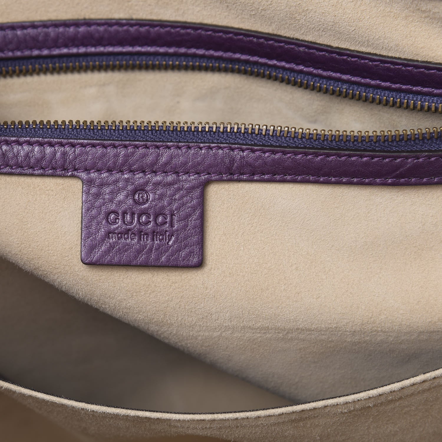 Gucci Metallic Pebbled Calfskin Medium 1973 Top Handle Satchel Purple 6 of 14