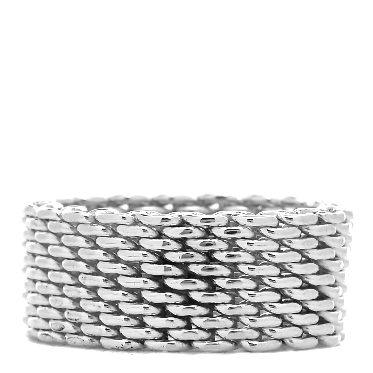 Tiffany Sterling Silver Somerset Mesh Ring 54 7 1 of 4