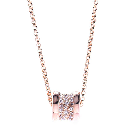 Bulgari 18K Rose Gold Diamond Small B.Zero1 Pave Pendant Necklace 1 of 8