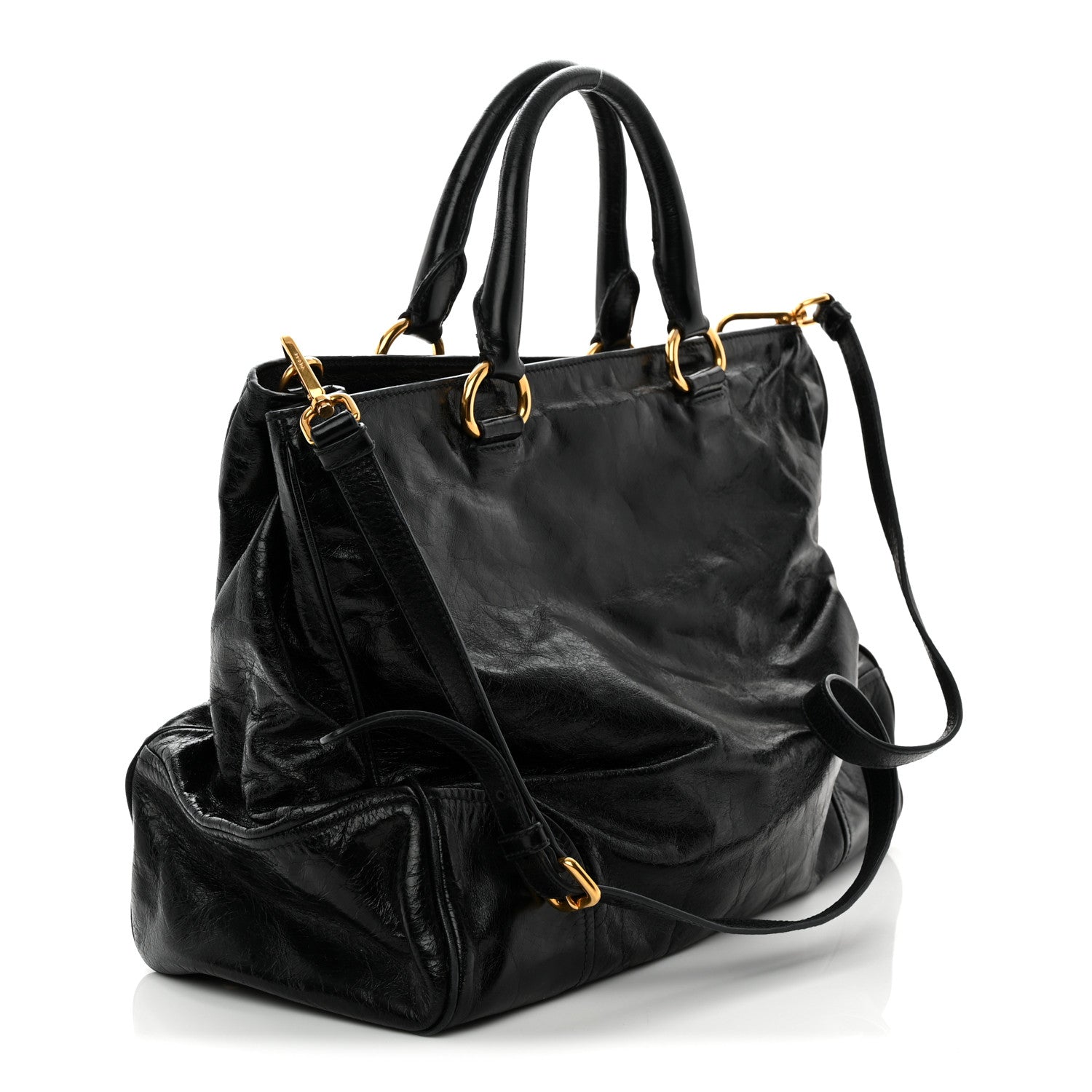 Prada Vitello Shine Shopping Satchel Black 3 of 11