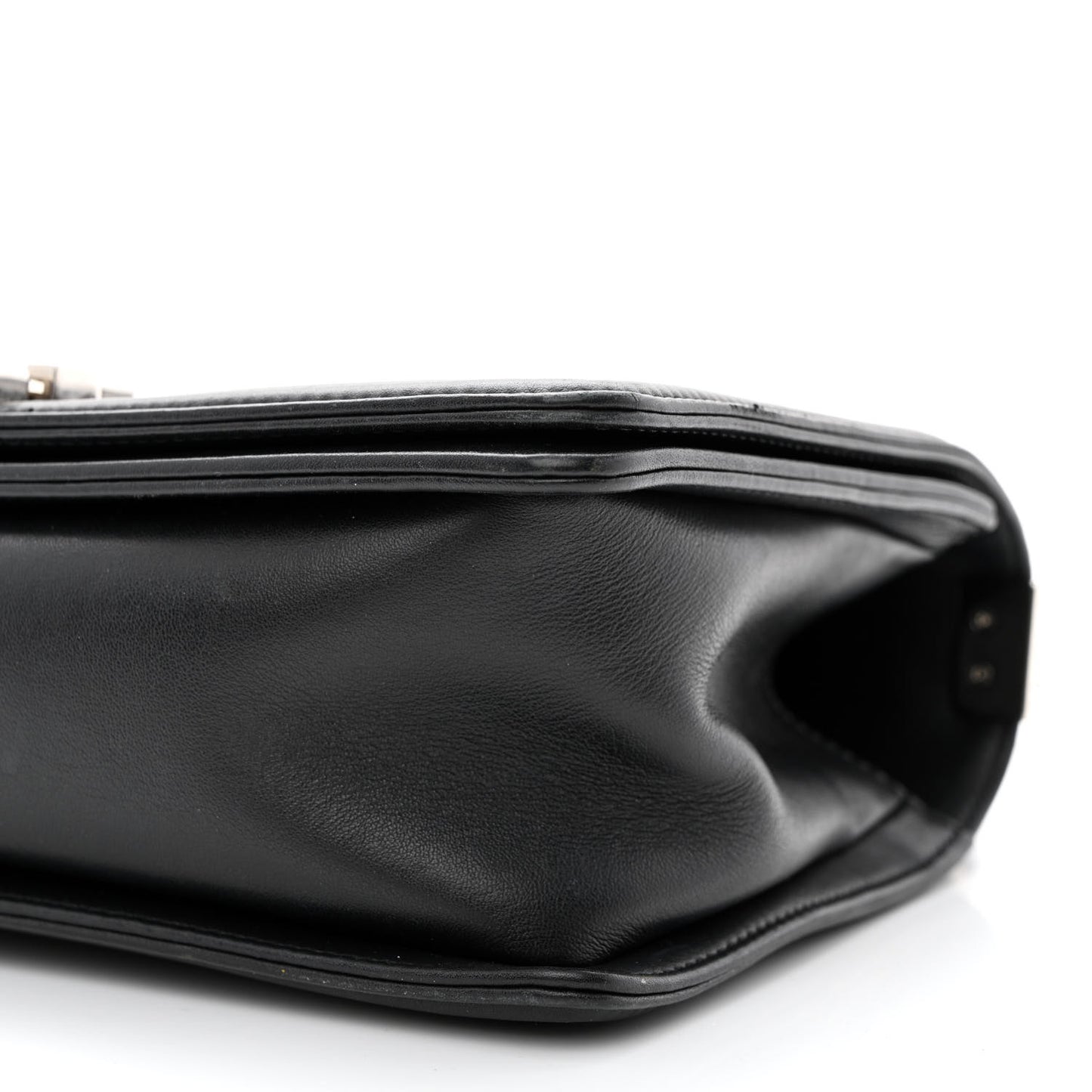 Calfskin Chevron Quilted Medium Boy Flap Black