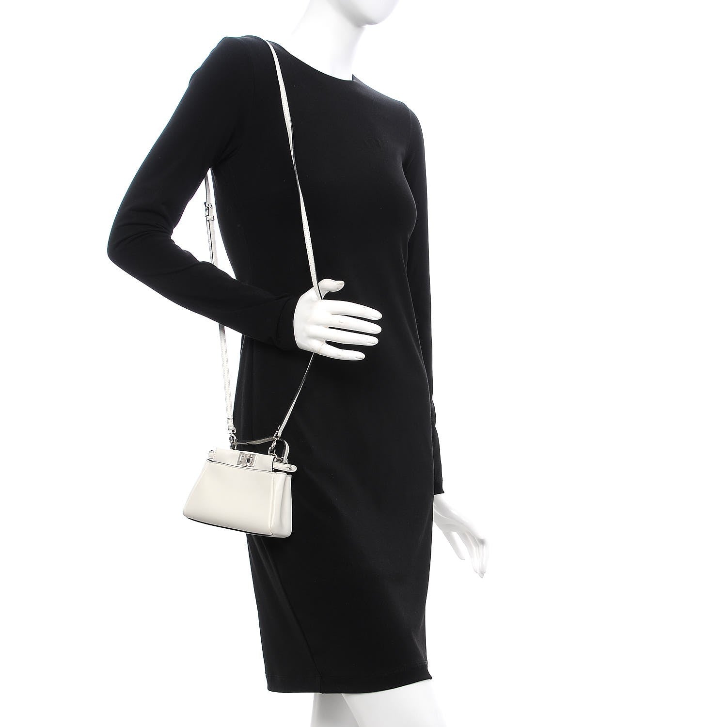 Fendi Shiny Nappa Micro Peekaboo Iconic Satchel White 2 of 12
