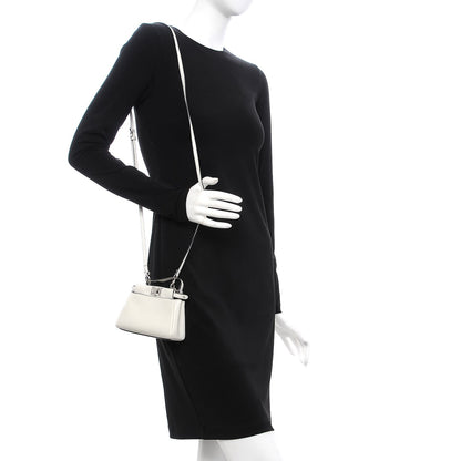 Fendi Shiny Nappa Micro Peekaboo Iconic Satchel White 2 of 12