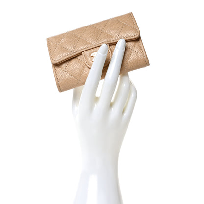 Chanel Caviar Quilted Flap Card Holder Wallet Beige 2 of 9