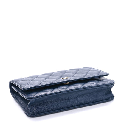 Chanel Iridescent Caviar Quilted Wallet On Chain WOC Blue 4 of 10