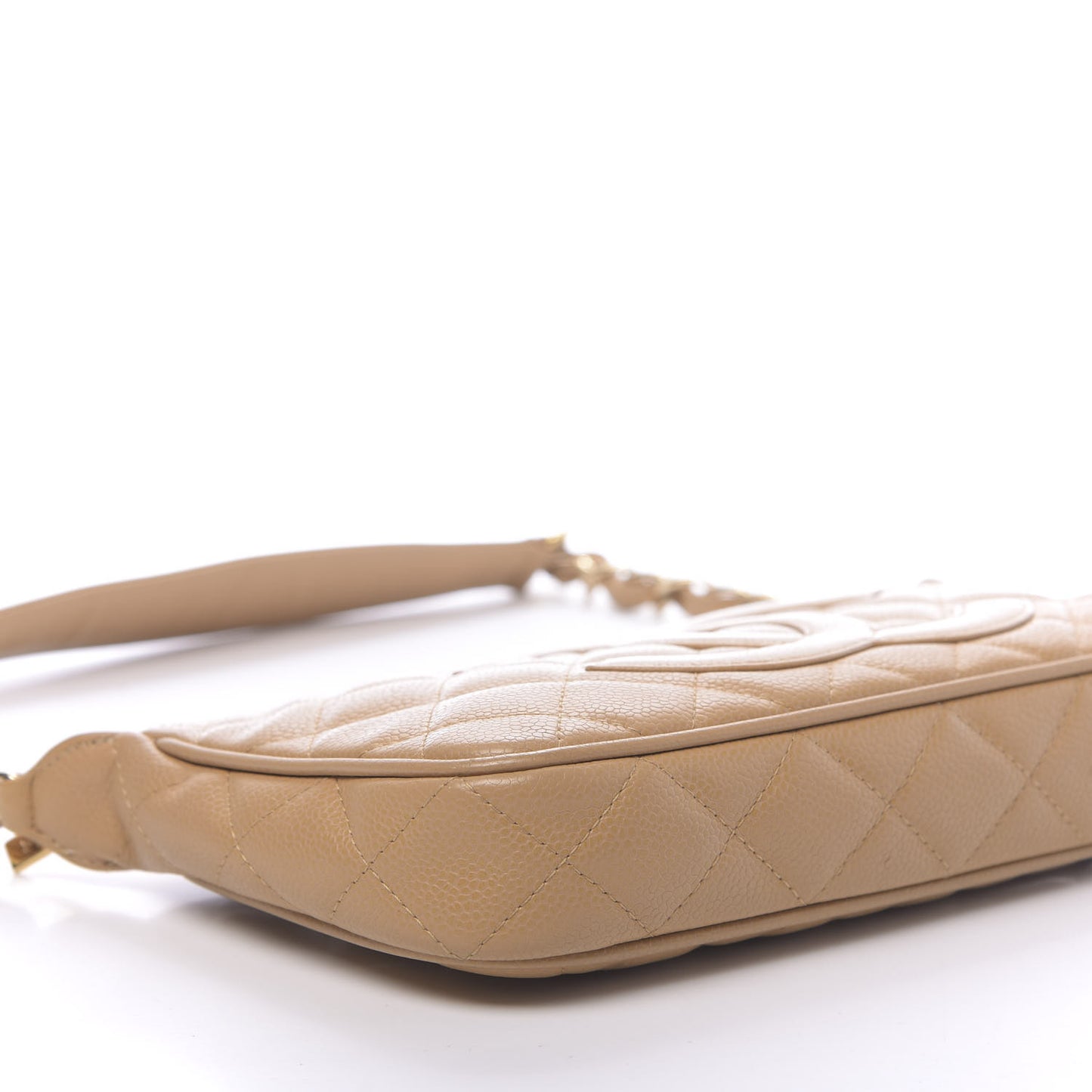 Caviar Quilted Timeless CC Shoulder Bag Beige