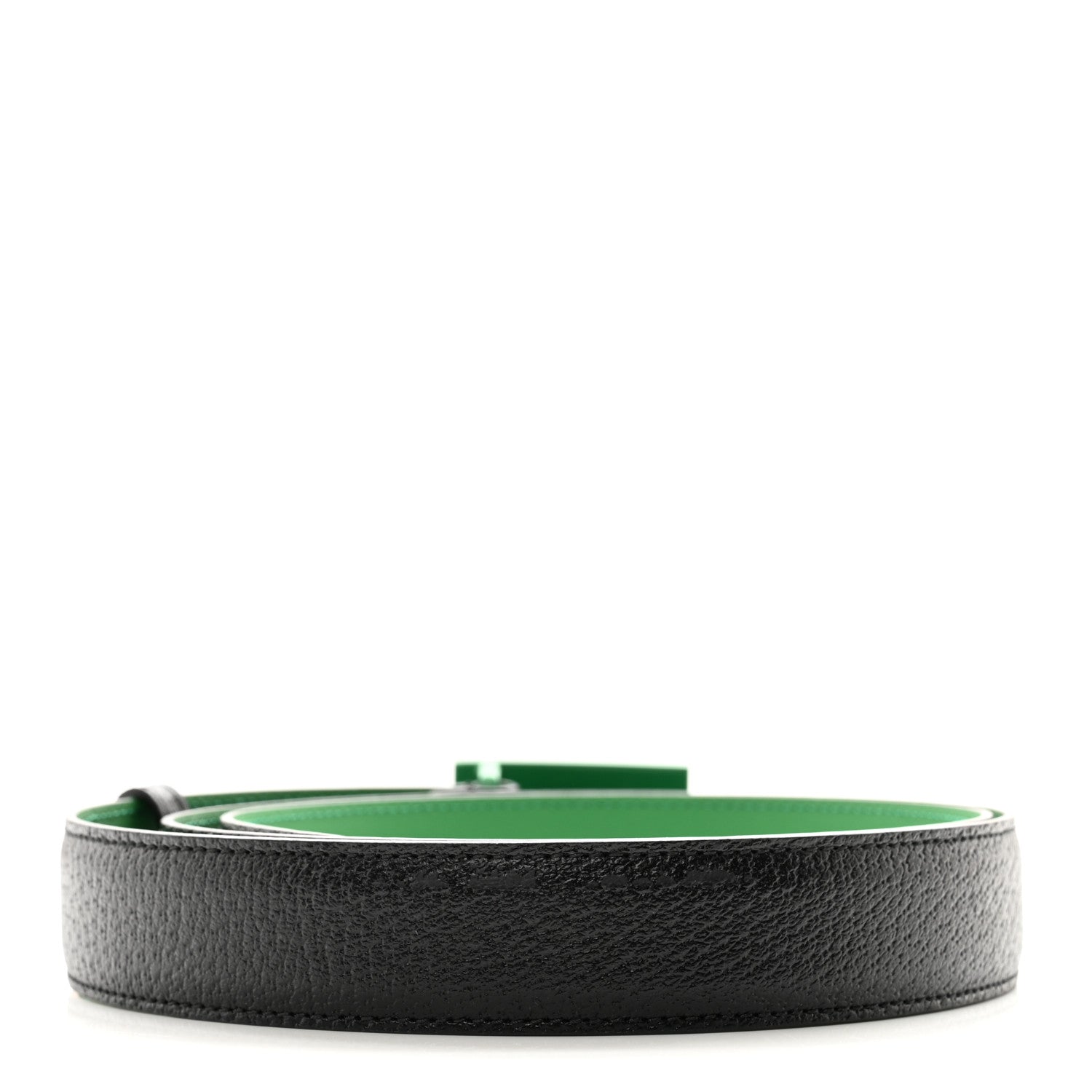 Gucci Textured Dollar Calfskin Square G 30mm Belt 105 42 Black Green 2 of 6