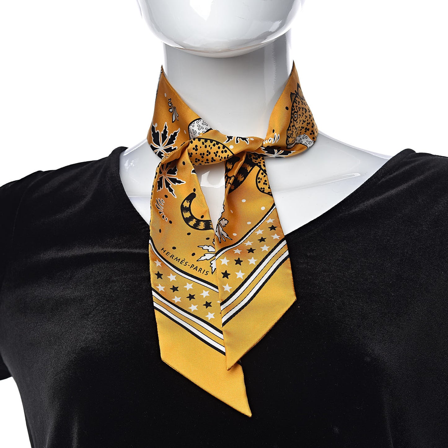 Silk Les Leopards Twilly Miel Black White