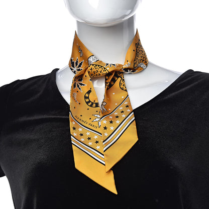Hermes Silk Les Leopards Twilly Miel Black White 2 of 4