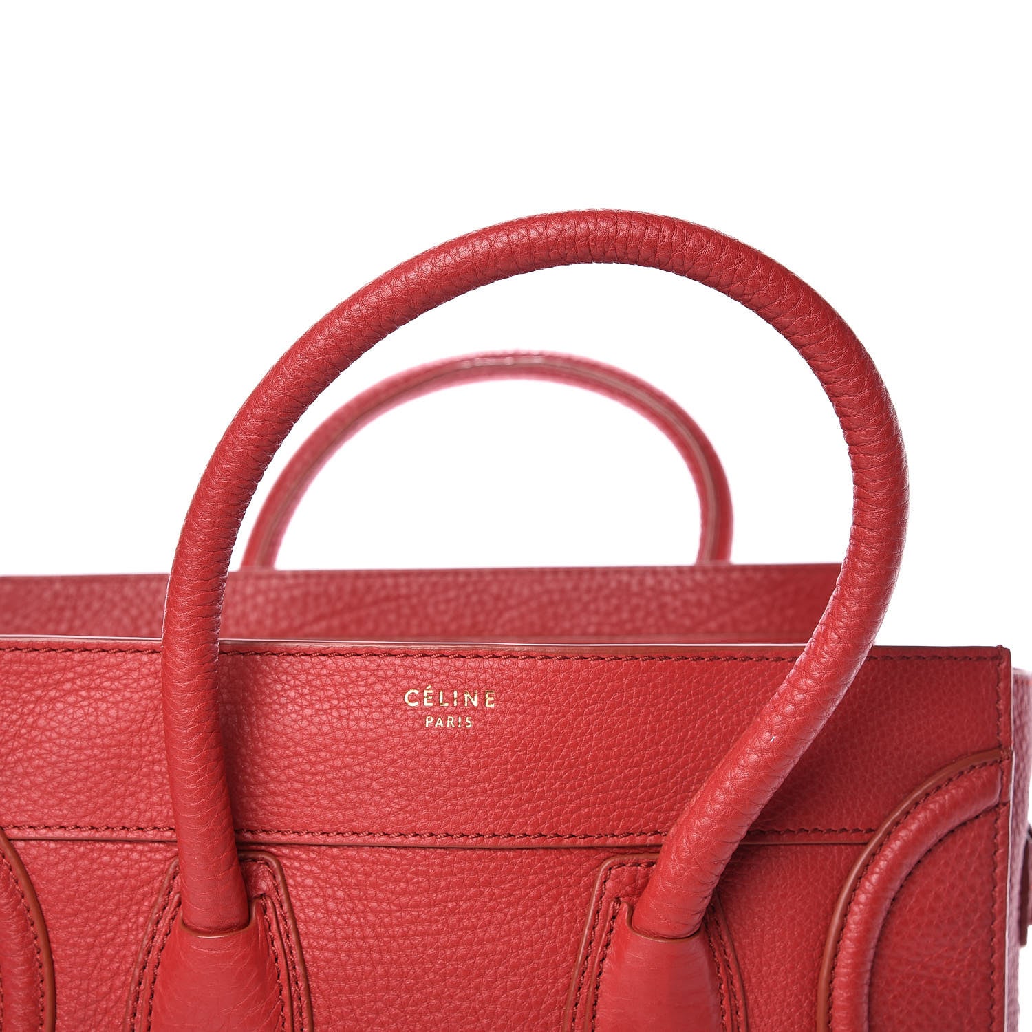 Celine Drummed Calfskin Mini Luggage Red 15 of 16