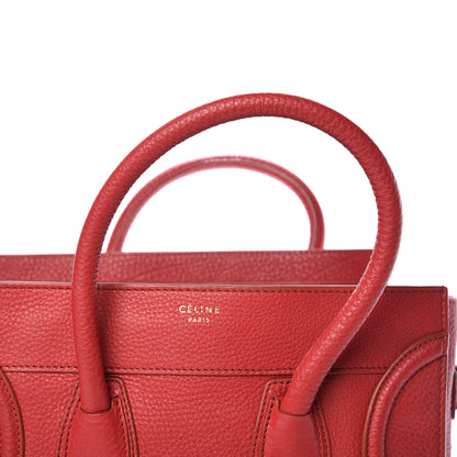 Celine Drummed Calfskin Mini Luggage Red 15 of 16