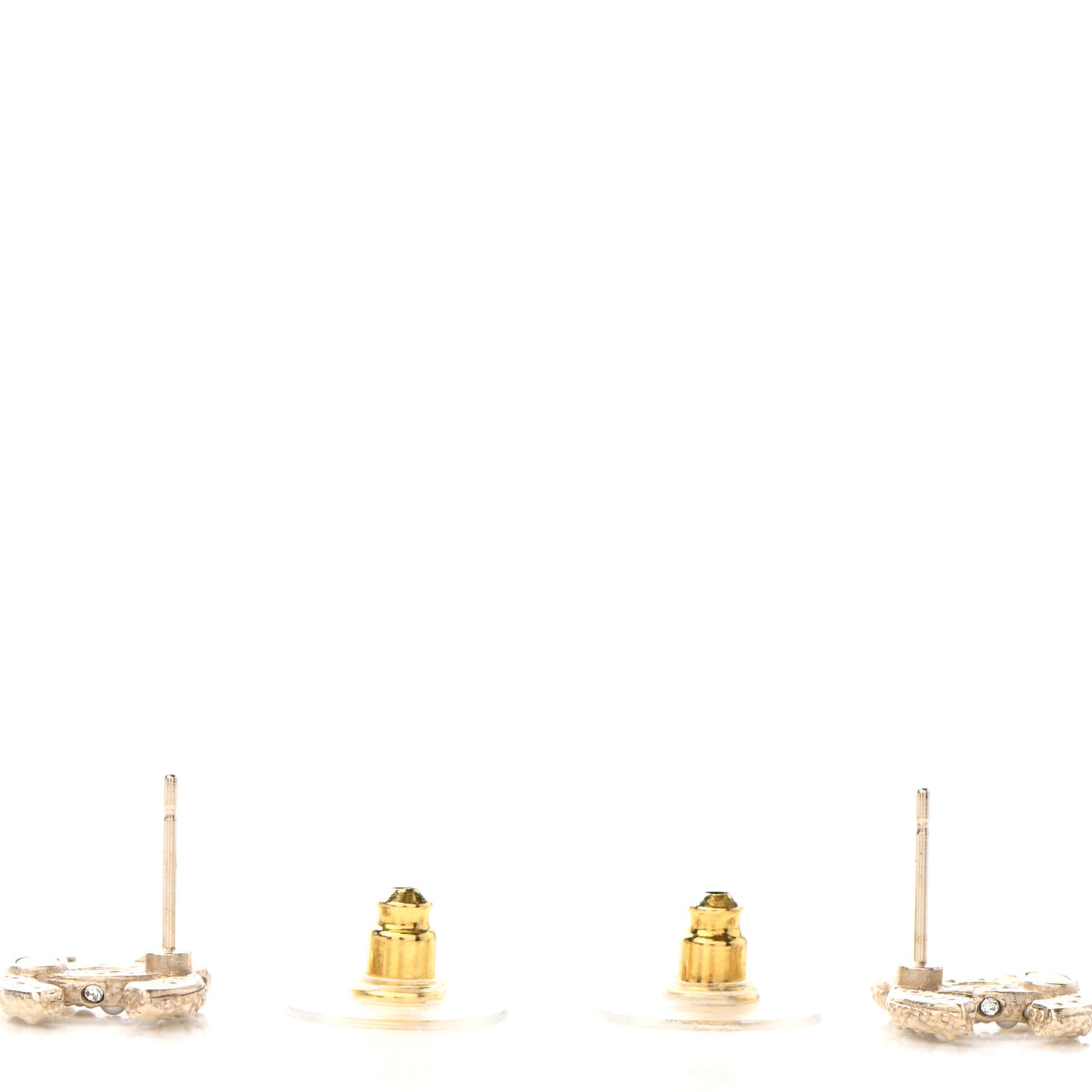 Pearl Crystal CC Earrings Light Gold