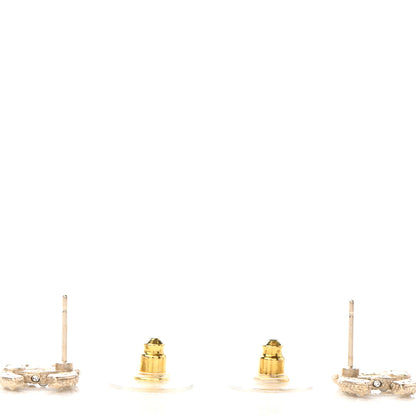 Chanel Pearl Crystal CC Earrings Light Gold 3 of 4