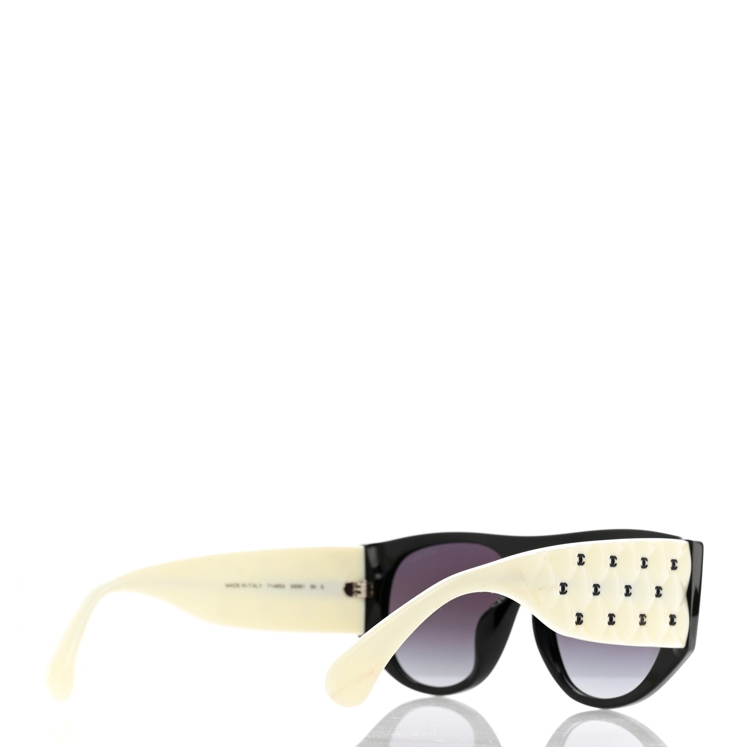 Chanel Acetate Quilted CC Pilot Sunglasses 71465 White Black 4 of 12
