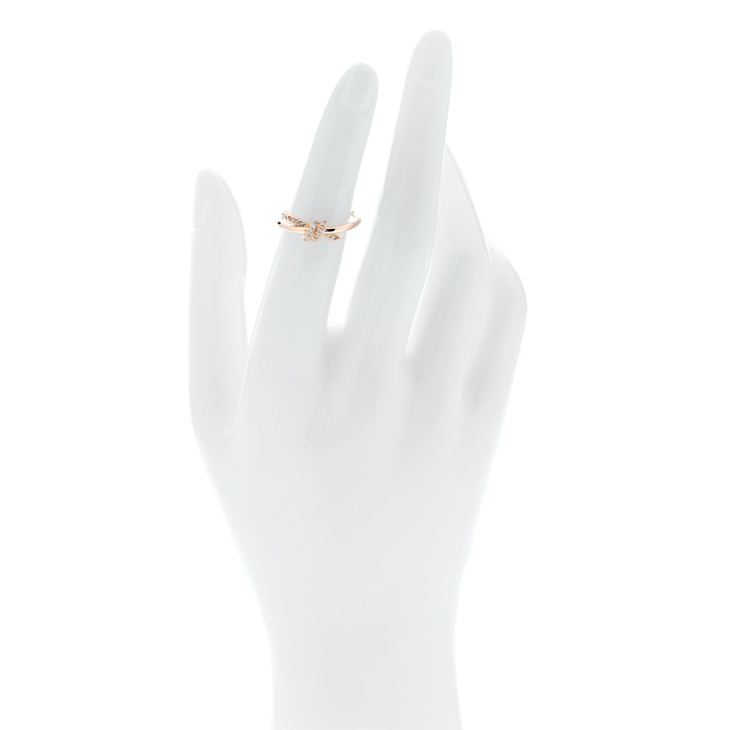 Tiffany 18K Rose Gold Diamond Small Knot Ring 53 6.25 2 of 5