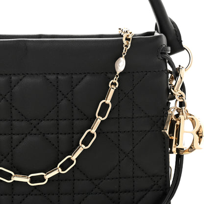 Christian Dior Lambskin Cannage Mini Top Handle Drawstring Bag Black 8 of 10