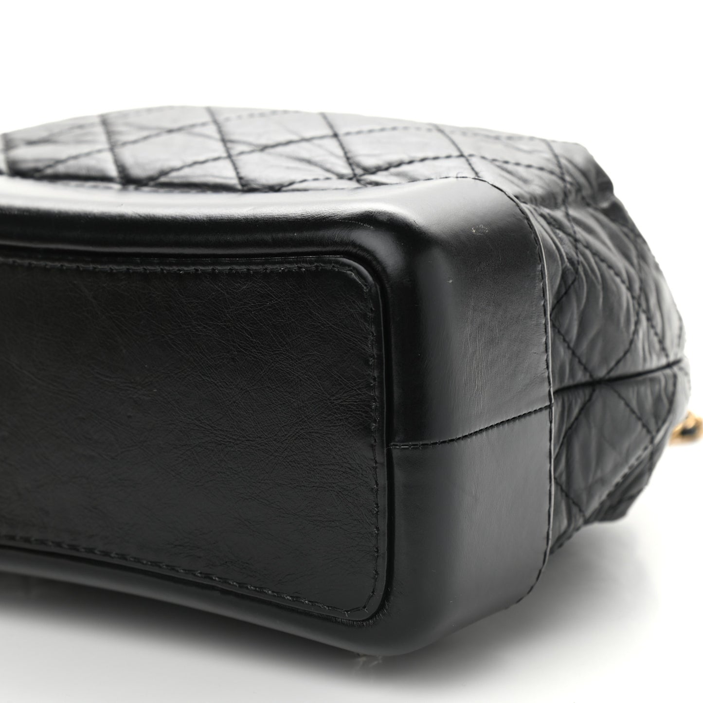 Aged Calfskin Quilted Gabrielle Backpack Black