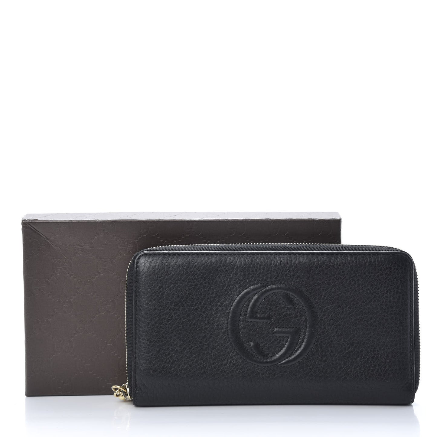 Pebbled Calfskin Soho Zip Around Wallet Black