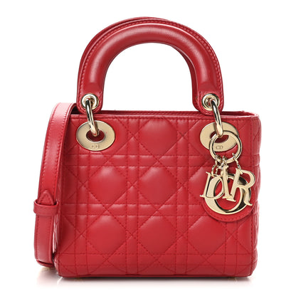 Christian Dior Lambskin Cannage Mini Lady Dior Red 1 of 11