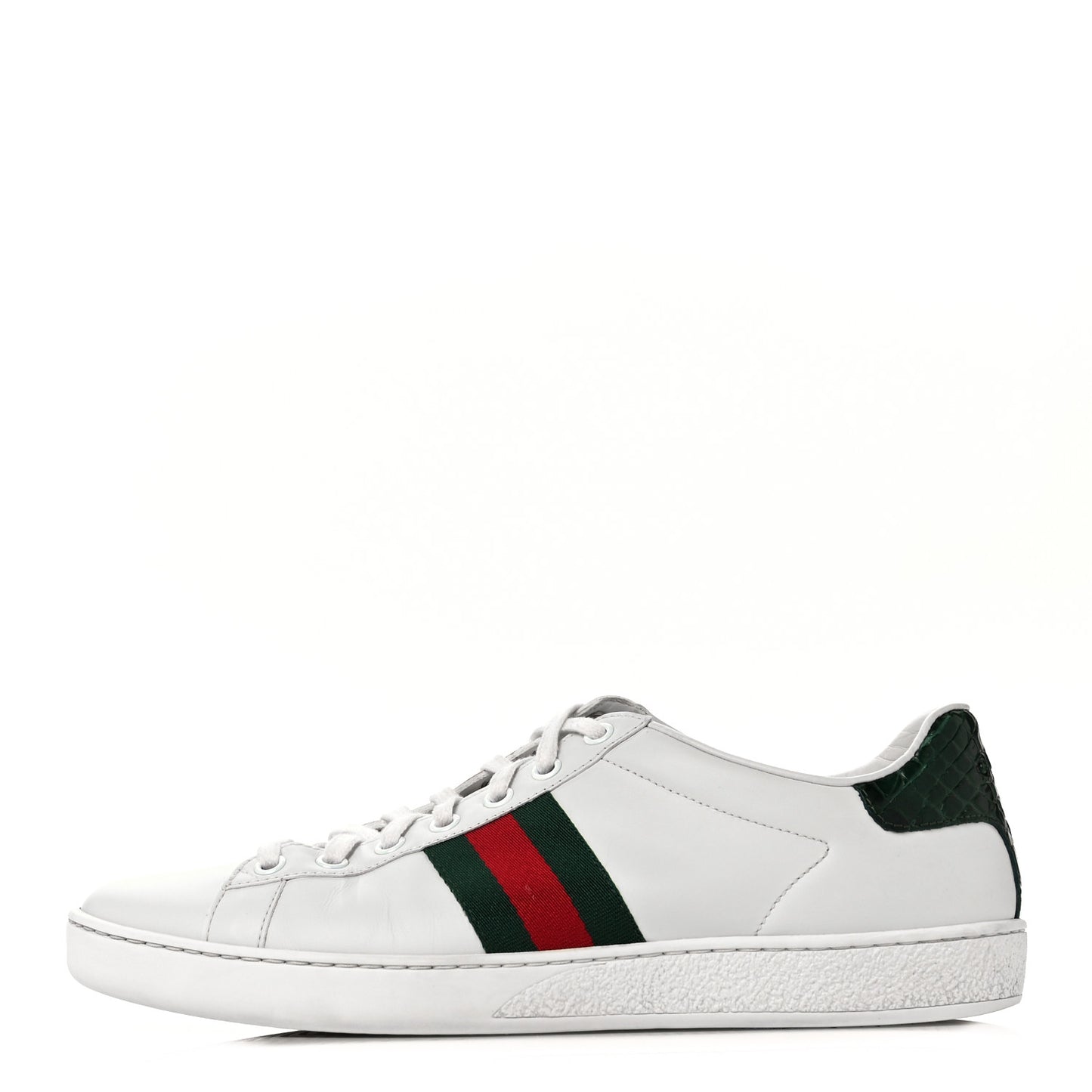 Calfskin Crocodile Web Womens Ace Sneakers 39.5 White Green