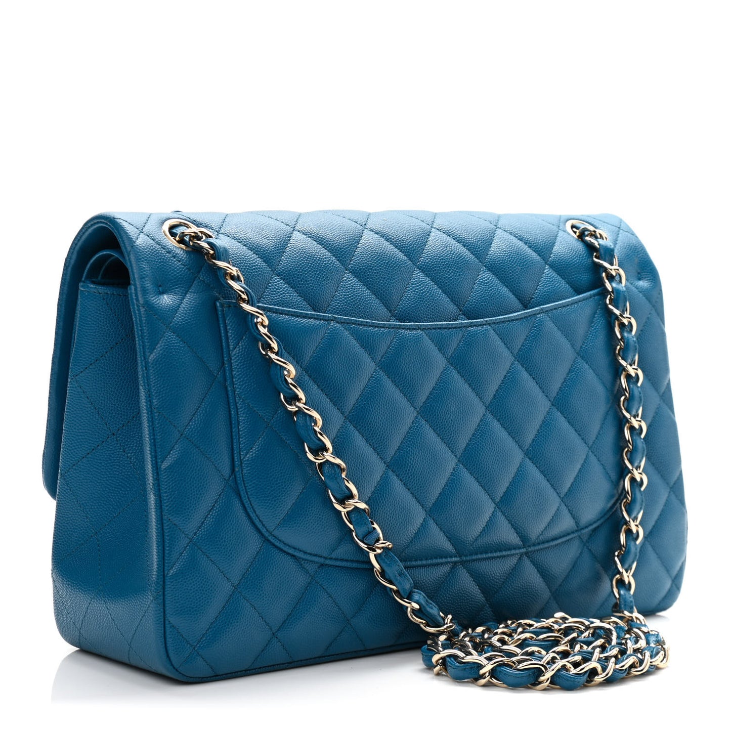 Caviar Quilted Jumbo Double Flap Blue