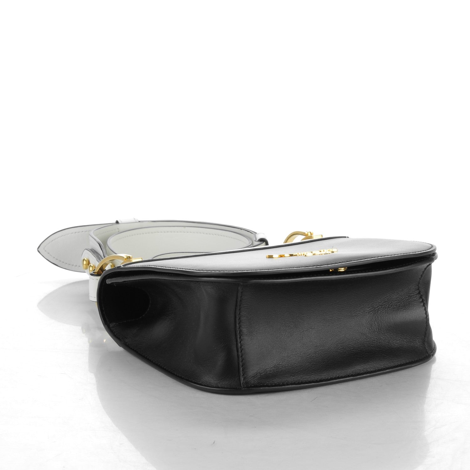 Prada City Calf Pionniere Saddle Bag Black White 4 of 8