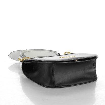 Prada City Calf Pionniere Saddle Bag Black White 4 of 8