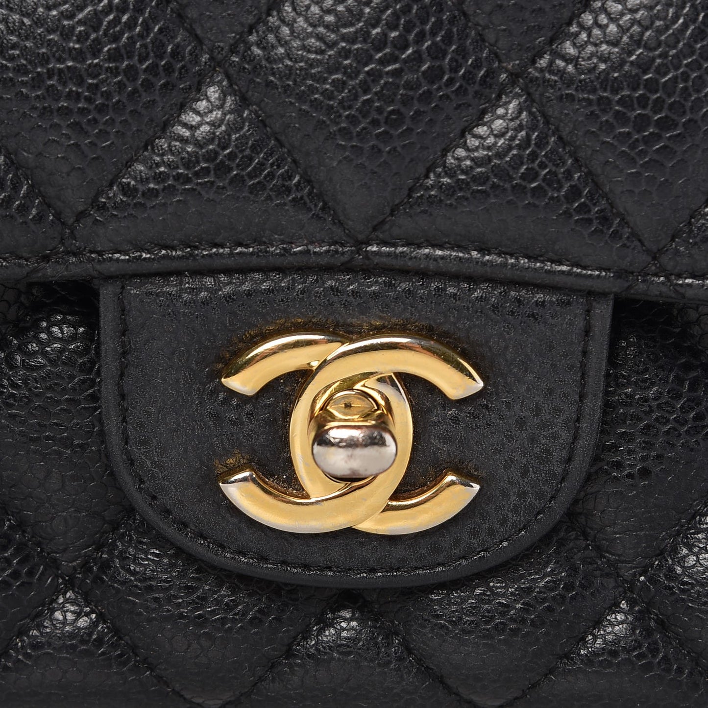 Caviar Quilted Medium Double Flap Black