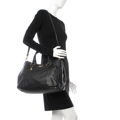 Prada Soft Calf Shopping Tote Black 3 of 10