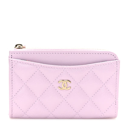 Chanel Caviar Quilted CC Zip Around Card Holder Light Purple 1 of 8
